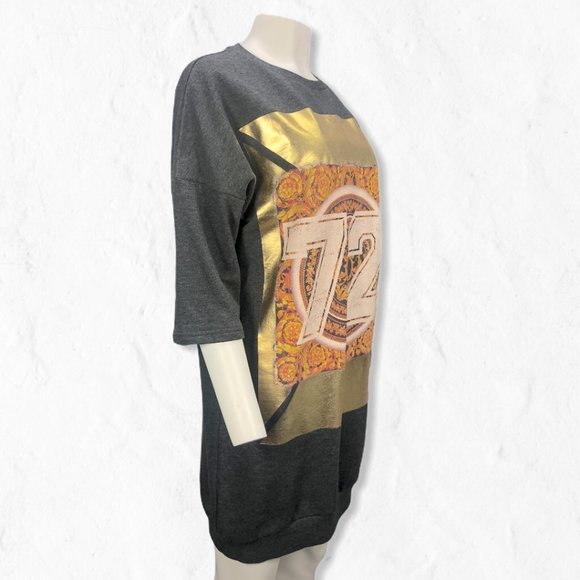 Gray ASOS 3/4 Sleeve Sweater "72" Dress Sz 2 - Picture 2 of 9